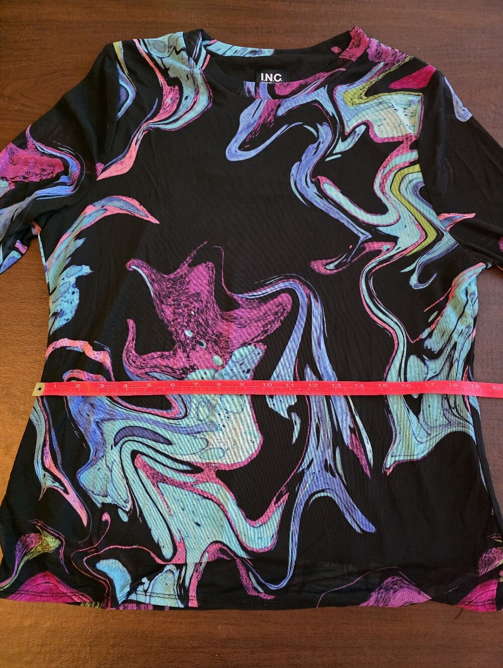 I.N.C. International Concepts Abstract Mesh Top Black Multicolor XL - Picture 6 of 7